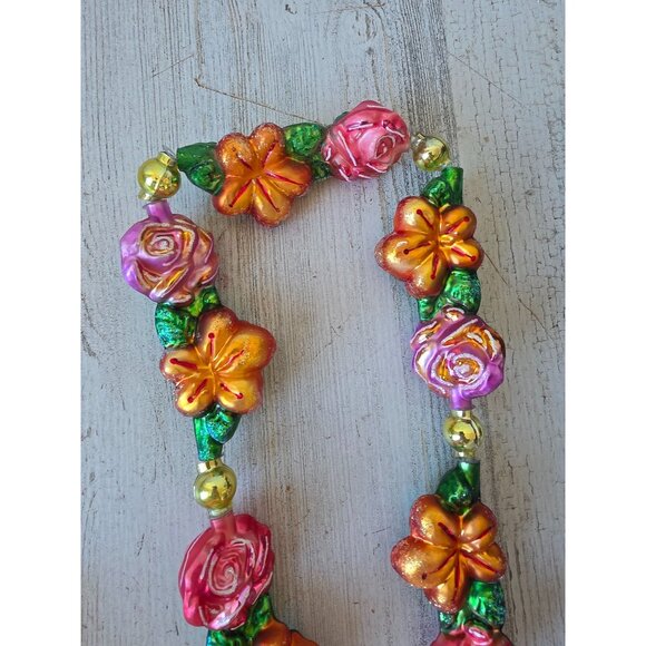 Radko lei land flower Garland glitter tropical Hawaiian glass Xmas vintage hibis - Picture 4 of 15